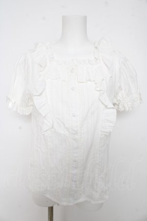 画像: axes femme kawaii / ドット柄コットン風ブラウス M 白 Y-26-02-27-014-AX-BL-SZ-ZY