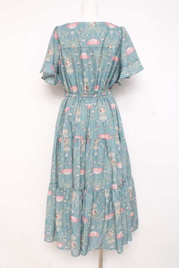 画像2: axes femme / レーヌローズ柄ワンピース  グリーン Y-26-02-27-111-AX-OP-SZ-ZY (2)