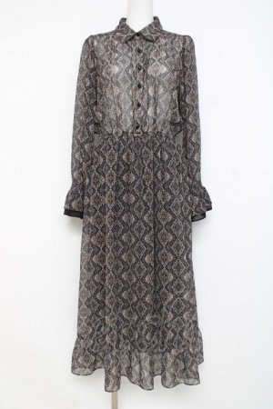 画像: axes femme / 幾何学柄ロングワンピース M 黒 Y-26-02-27-112-AX-OP-SZ-ZY