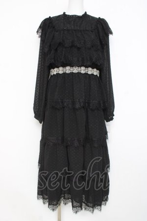 画像: axes femme NOSTALGIE / ドットドビー×レースワンピ M 黒 Y-26-02-27-113-AX-OP-SZ-ZY