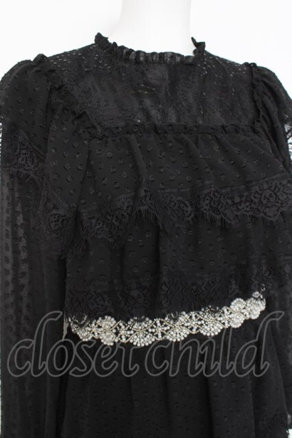 画像3: axes femme NOSTALGIE / ドットドビー×レースワンピ M 黒 Y-26-02-27-113-AX-OP-SZ-ZY (3)