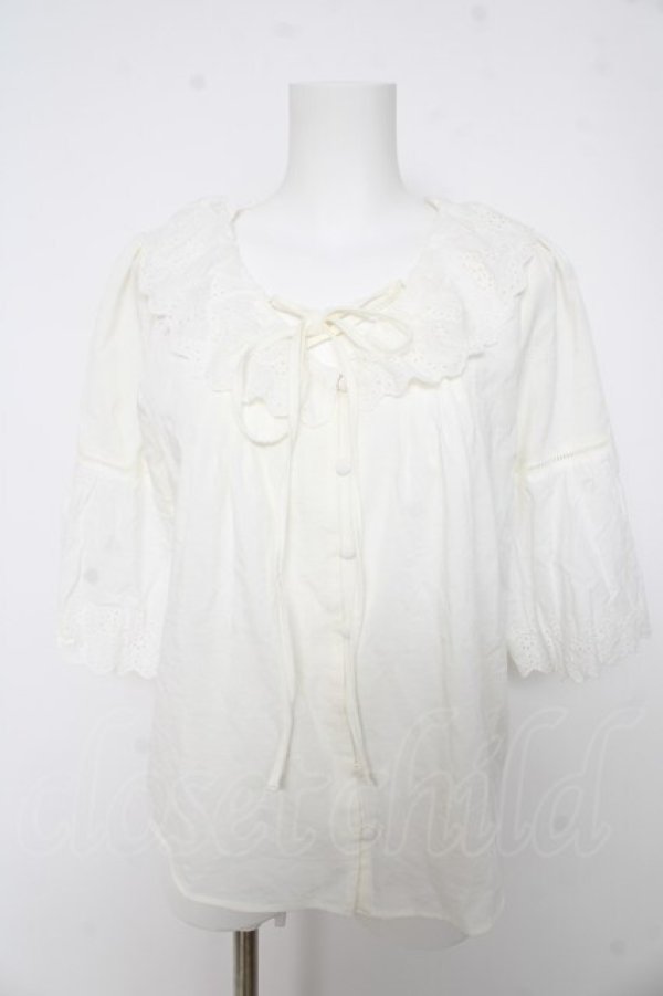 画像1: axes femme / クロスリボンブラウス M 白 Y-26-02-27-015-AX-BL-SZ-ZY (1)