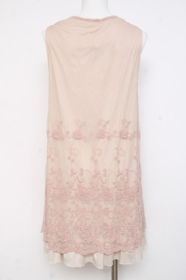 画像2: axes femme / チュールレースカットチュニ M 淡ピンク Y-26-02-27-116-AX-OP-SZ-ZY (2)