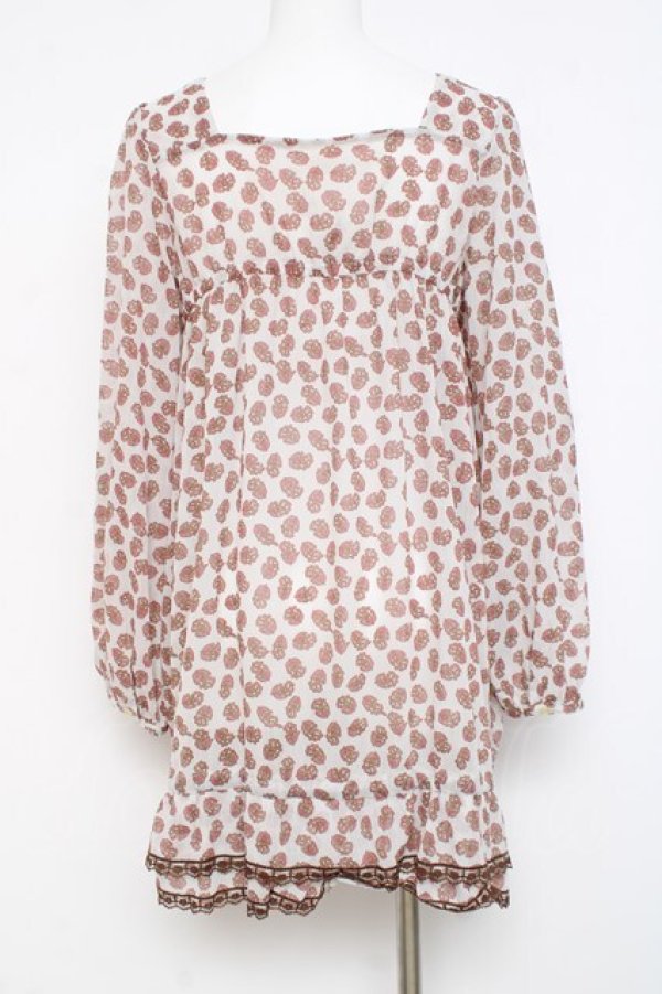 画像2: axes femme / 総柄チュニ M 白 Y-26-02-27-120-AX-TO-SZ-ZY (2)