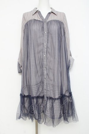 画像: axes femme / チュール重ねチュニック  ブルーグレー Y-26-02-27-121-AX-OP-SZ-ZY