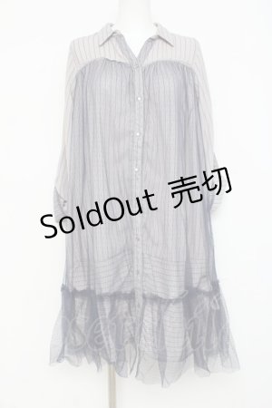 画像: axes femme / チュール重ねチュニック  ブルーグレー Y-26-02-27-121-AX-OP-SZ-ZY