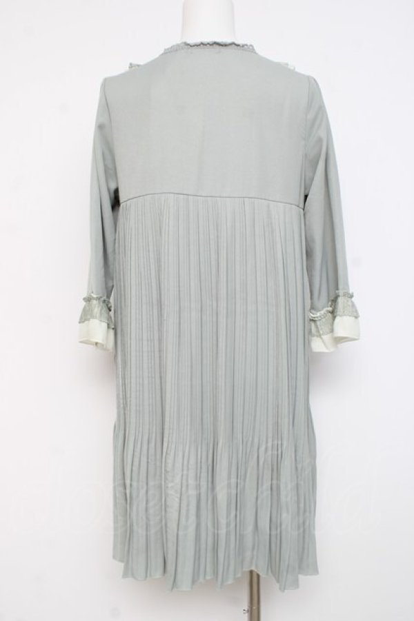 画像2: axes femme POETIQUE / ヨークレース使いプリーツワンピース M ミント Y-26-02-27-123-AX-OP-SZ-ZY (2)