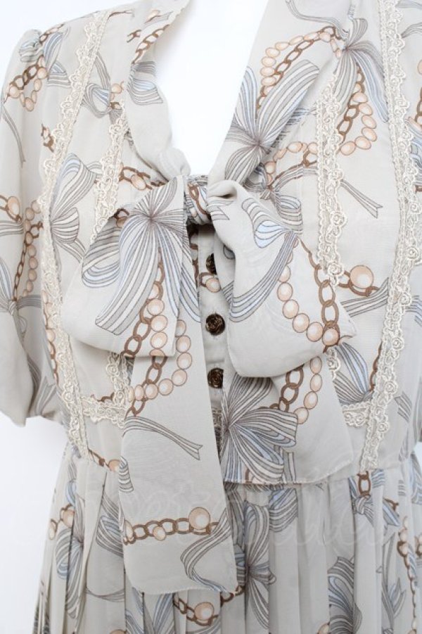 画像3: axes femme / リボン柄ワンピース M グレー Y-26-02-27-127-AX-OP-SZ-ZY (3)