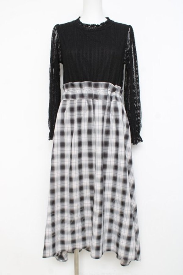 画像1: axes femme / レースドッキングワンピース M 黒 Y-26-02-27-128-AX-OP-SZ-ZY (1)