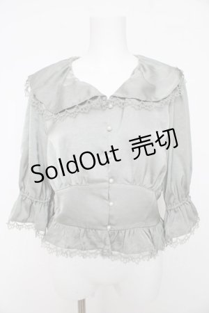 画像: axes femme POETIQUE / フリルカラーサテンブラウス M ミント Y-26-02-27-018-AX-TO-SZ-ZY