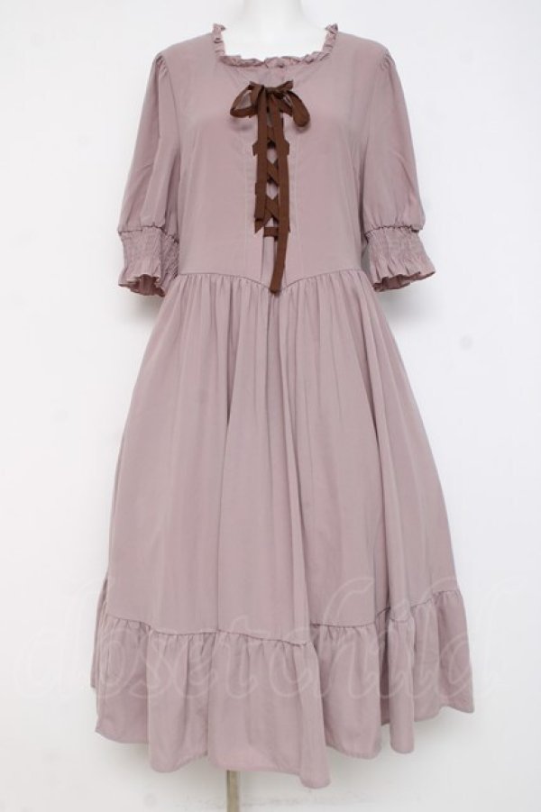 画像1: m petit by misako / AMレースアップワンピース LL 中桃 Y-26-02-27-140-LO-OP-SZ-ZY (1)