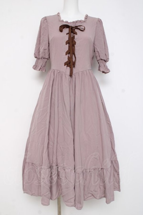 画像1: m petit by misako / AMレースアップワンピース S ピンク Y-26-02-27-142-LO-OP-SZ-ZY (1)