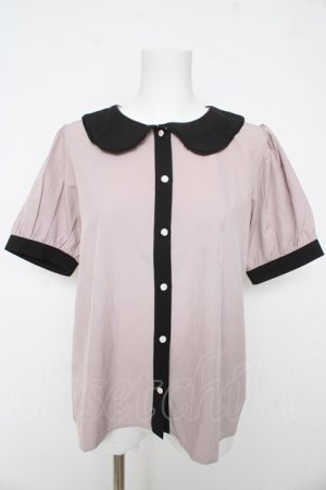 画像: axes femme / バイカラー丸襟ブラウス  ピンク Y-26-02-27-019-AX-BL-SZ-ZY