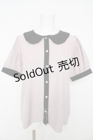 画像: axes femme / バイカラー丸襟ブラウス  ピンク Y-26-02-27-019-AX-BL-SZ-ZS