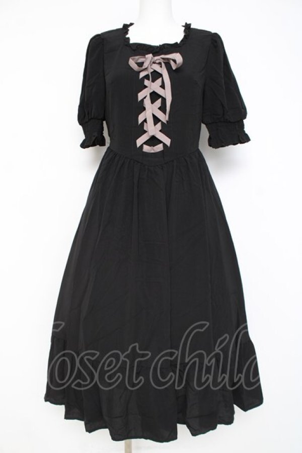 画像1: m petit by misako / AMレースアップワンピース S 黒 Y-26-02-27-143-LO-OP-SZ-ZY (1)