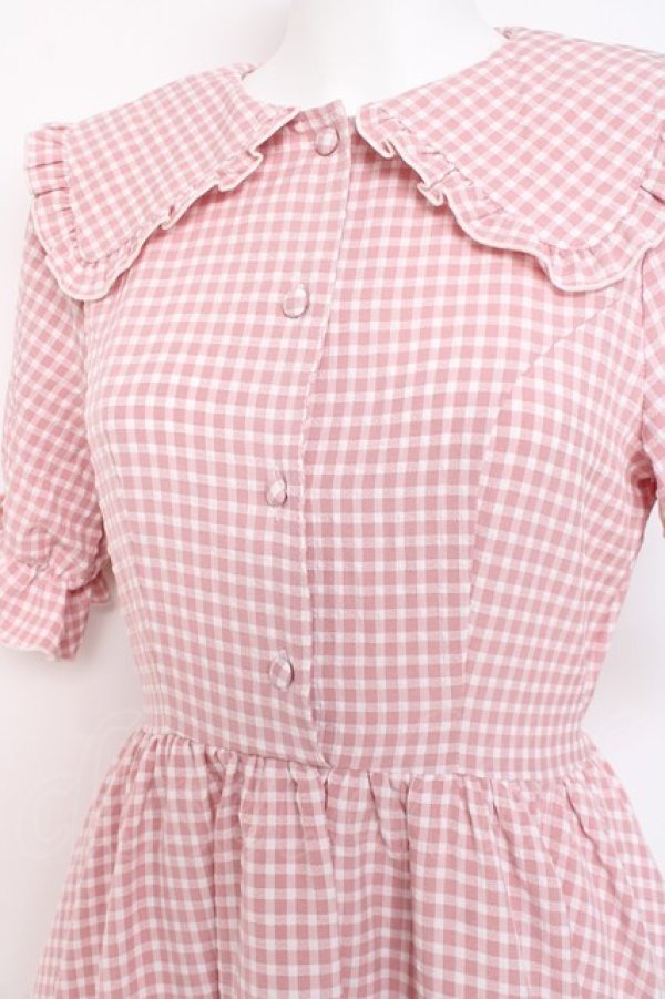 画像3: m petit by misako / ギンガムチェックワンピース S 中桃 Y-26-02-27-148-LO-OP-SZ-ZY (3)