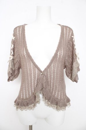 画像: axes femme / 透かし編サマーニットボレロ  モカ Y-26-02-27-020-AX-TO-SZ-ZY