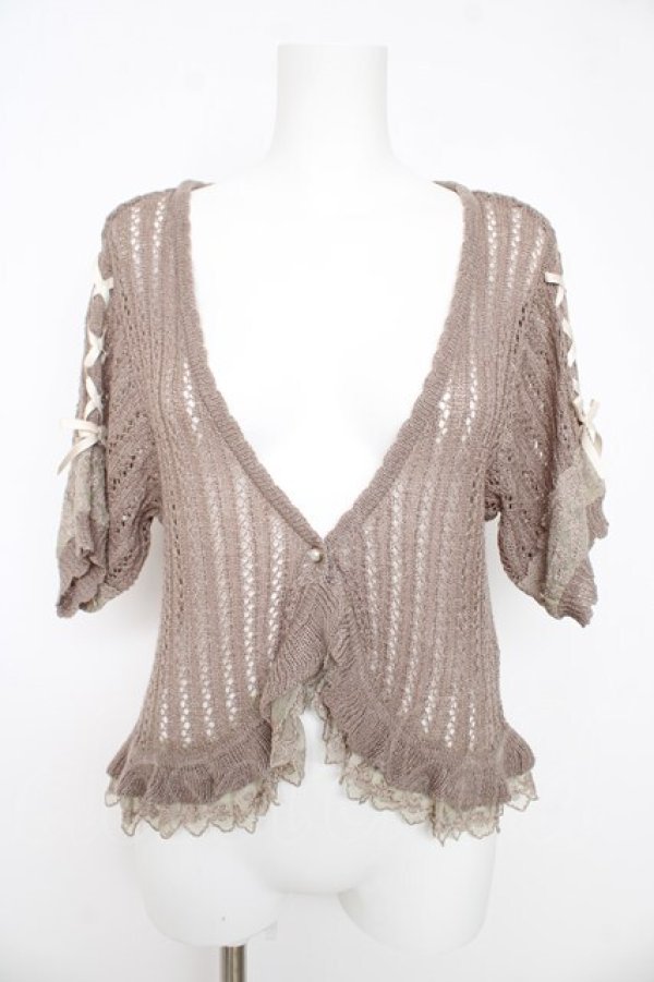 画像1: axes femme / 透かし編サマーニットボレロ  モカ Y-26-02-27-020-AX-TO-SZ-ZY (1)