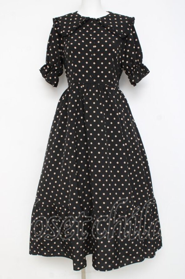 画像1: m petit by misako / 梨地水玉半袖ワンピース S 黒 Y-26-02-27-150-LO-OP-SZ-ZY (1)