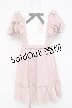 画像: Secret Honey / フリルストライプワンピース 2 ピンク Y-26-02-27-154-CA-OP-SZ-ZY
