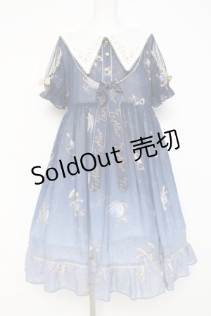 画像: To Alice / プラネタリウム刺繍入り半袖ワンピース M 紺 Y-26-02-27-155-LO-OP-SZ-ZY