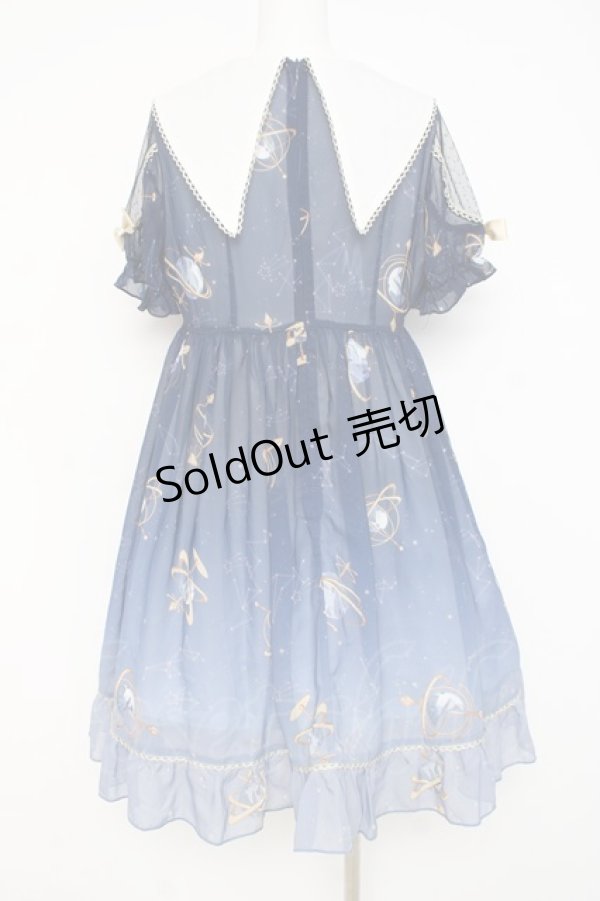 画像2: To Alice / プラネタリウム刺繍入り半袖ワンピース M 紺 Y-26-02-27-155-LO-OP-SZ-ZY (2)