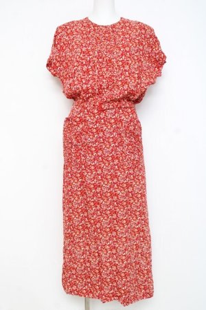 画像: PINK HOUSE / ベルト付き花柄ワンピース F 赤 Y-26-02-27-164-LO-OP-SZ-ZY