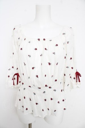 画像: axes femme / ミニローズ刺繍ブラウス M 白 Y-26-02-27-023-AX-BL-SZ-ZY