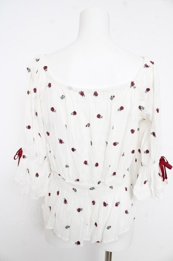 画像2: axes femme / ミニローズ刺繍ブラウス M 白 Y-26-02-27-023-AX-BL-SZ-ZY (2)