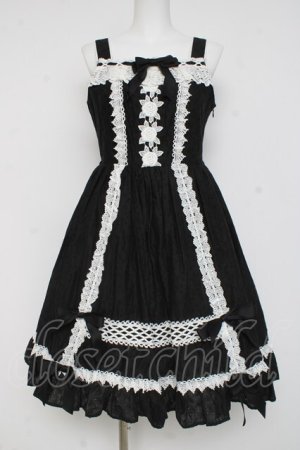 画像: BABY, THE STARS SHINE BRIGHT / はわせ Floralジャンパースカート＆ミニリボンクリップセット  クロ Y-26-02-27-175-BA-OP-IG-ZY