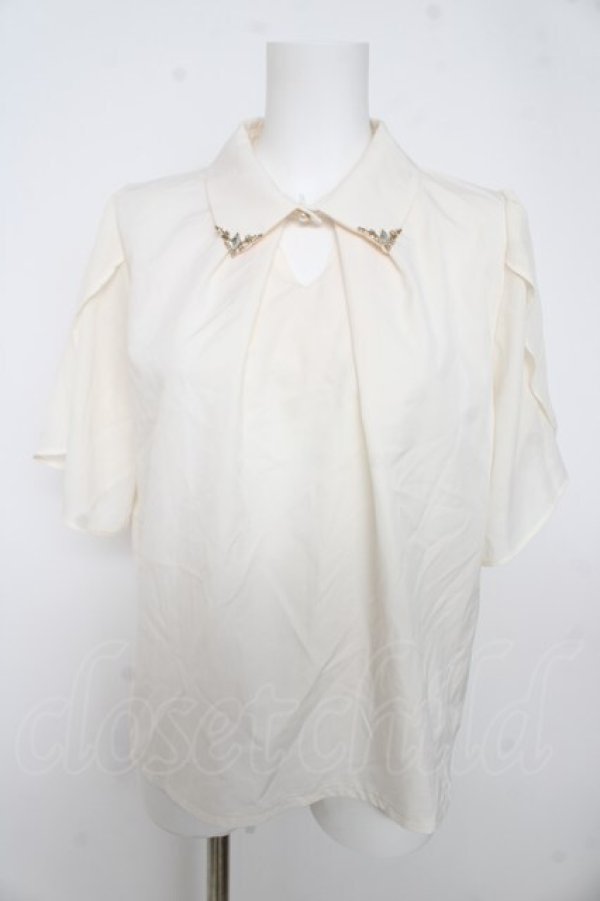 画像1: axes femme / フレア袖カットワークブラウス M 生成り Y-26-02-27-003-AX-BL-SZ-ZY (1)