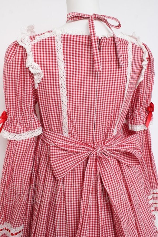 画像4: BABY, THE STARS SHINE BRIGHT / ギンガムチェック巻きバラドールワンピースセット  えんじ Y-26-02-27-178-BA-OP-IG-ZY (4)