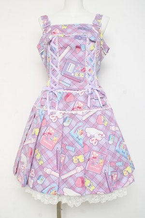 画像: Angelic Pretty / Fancy Stationeryローウエストジャンパースカート  ラベンダー Y-26-02-27-182-AP-OP-IG-ZY