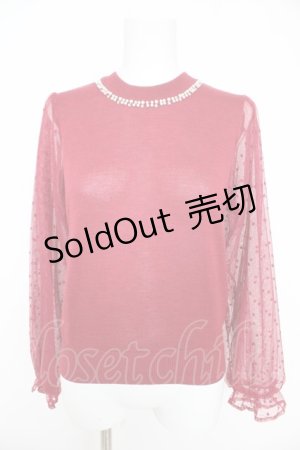 画像: axes femme / 袖ドットチュールプルオーバー  赤 Y-26-02-27-028-AX-TO-SZ-ZY