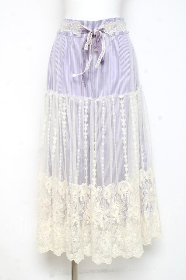 画像1: axes femme / レースレイヤードスカート  パープル Y-26-02-27-184-AX-OP-SZ-ZY (1)