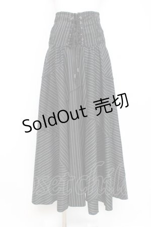 画像: Ozz Croce / ストライプロングスカート  黒 Y-26-02-27-188-OO-SK-SZ-ZI