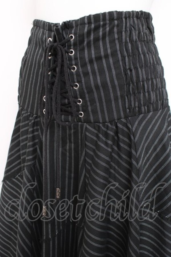 画像3: Ozz Croce / ストライプロングスカート  黒 Y-26-02-27-188-OO-SK-SZ-ZY (3)