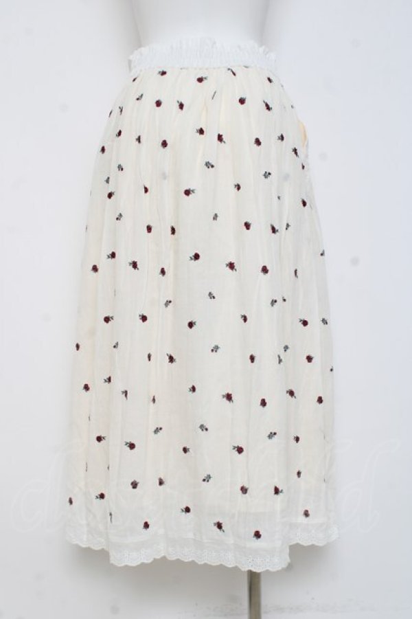 画像2: axes femme / ミニローズ刺繍ロングスカート F 白 Y-26-02-27-190-AX-SK-SZ-ZY (2)