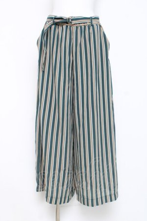 画像: axes femme / マルチストライプワイドパンツ  グリーン Y-26-02-27-191-AX-PA-SZ-ZY