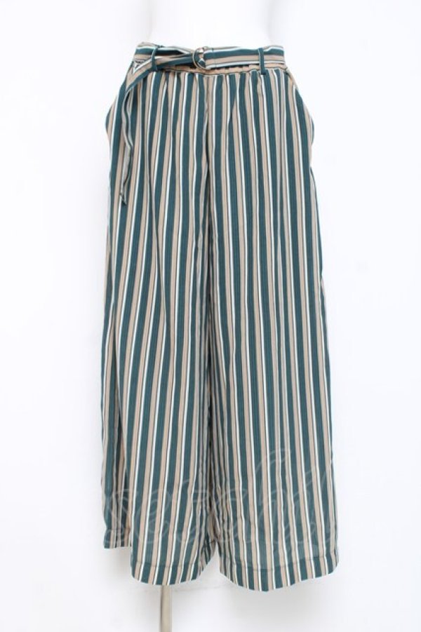 画像1: axes femme / マルチストライプワイドパンツ  グリーン Y-26-02-27-191-AX-PA-SZ-ZY (1)