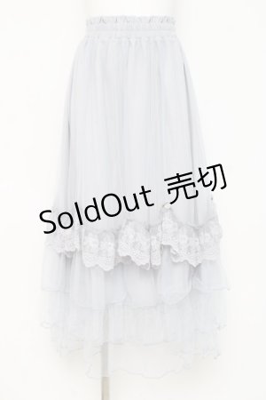 画像: axes femme / ローズ付ドレープチュールスカート F サックス Y-26-02-27-197-AX-SK-SZ-ZY