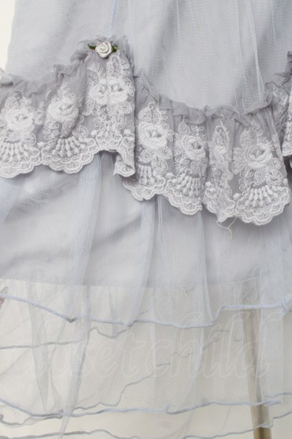 画像3: axes femme / ローズ付ドレープチュールスカート F サックス Y-26-02-27-197-AX-SK-SZ-ZY (3)