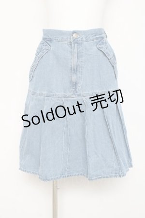 画像: axes femme / リボン×プリーツデニムスカート  サックス Y-26-02-27-199-AX-SK-SZ-ZI
