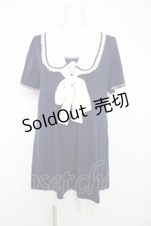 画像: axes femme / 襟取り外しAラインチュニック  紺 Y-26-02-27-031-AX-OP-SZ-ZY