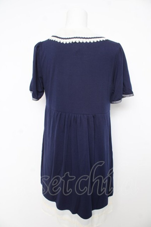 画像2: axes femme / 襟取り外しAラインチュニック  紺 Y-26-02-27-031-AX-OP-SZ-ZY (2)