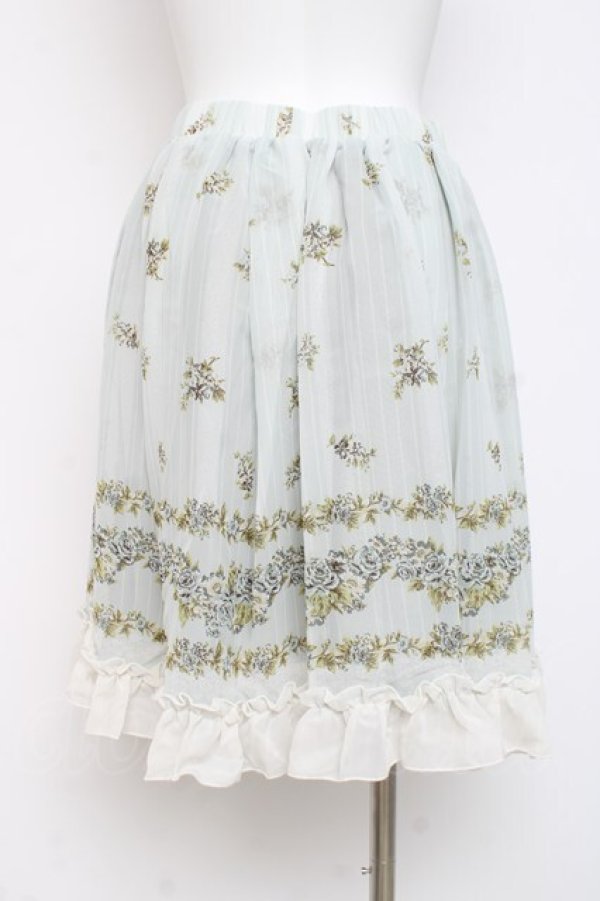 画像2: axes femme / ローズ&ストライププリントスカート  ミント Y-26-02-27-205-AX-SK-SZ-ZY (2)