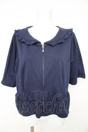 画像: axes femme / フリル襟フレアジップパーカー F 紺 Y-26-02-27-033-AX-TO-SZ-ZY