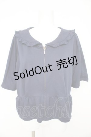 画像: axes femme / フリル襟フレアジップパーカー F 紺 Y-26-02-27-033-AX-TO-SZ-ZY