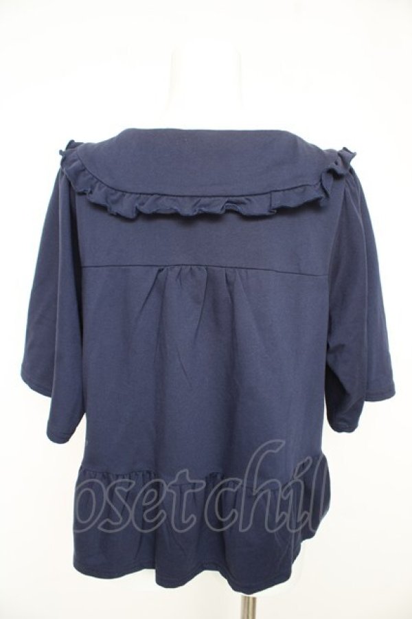 画像2: axes femme / フリル襟フレアジップパーカー F 紺 Y-26-02-27-033-AX-TO-SZ-ZY (2)