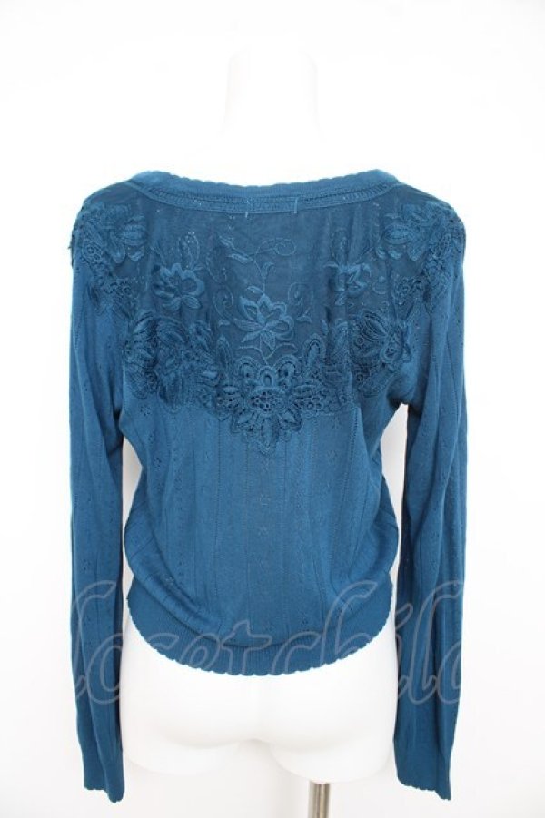 画像2: axes femme / ストライプ透かし編みニットカーディガン  Bグリーン Y-26-02-27-036-AX-TO-SZ-ZY (2)